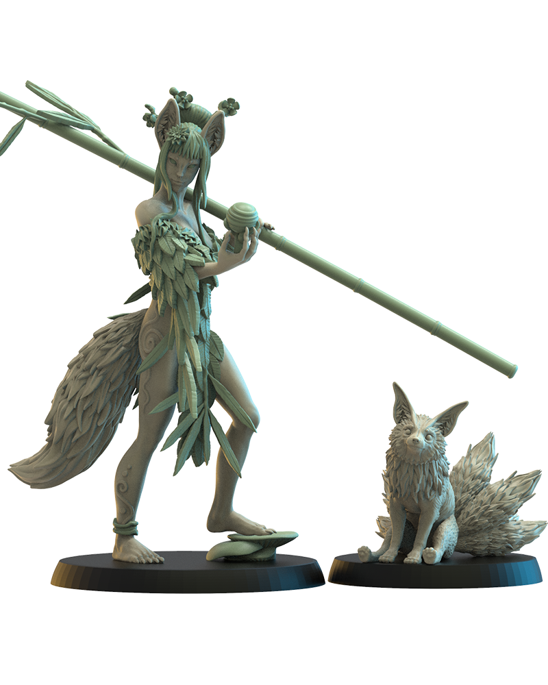 Hanako Kitsune Druid and Baby Kyubi